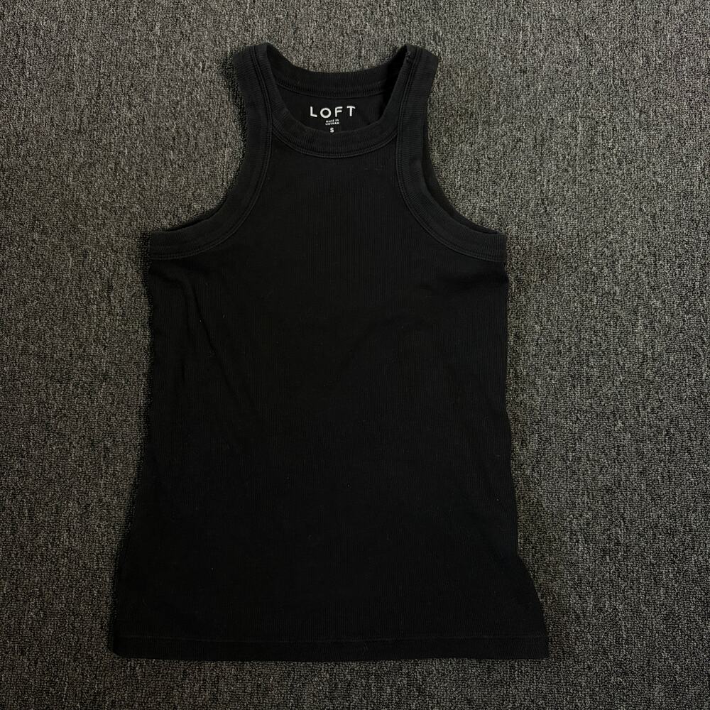 Vintage Y2k Ribbed Knit Longline Black Loft Basic Casual Tank Top Women's Small